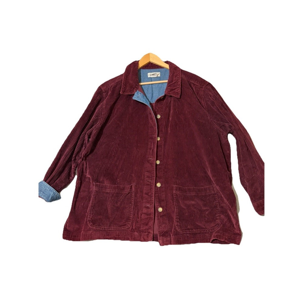 CABIN CREEK Button-Up Denim Corduroy Shirt Women 2X